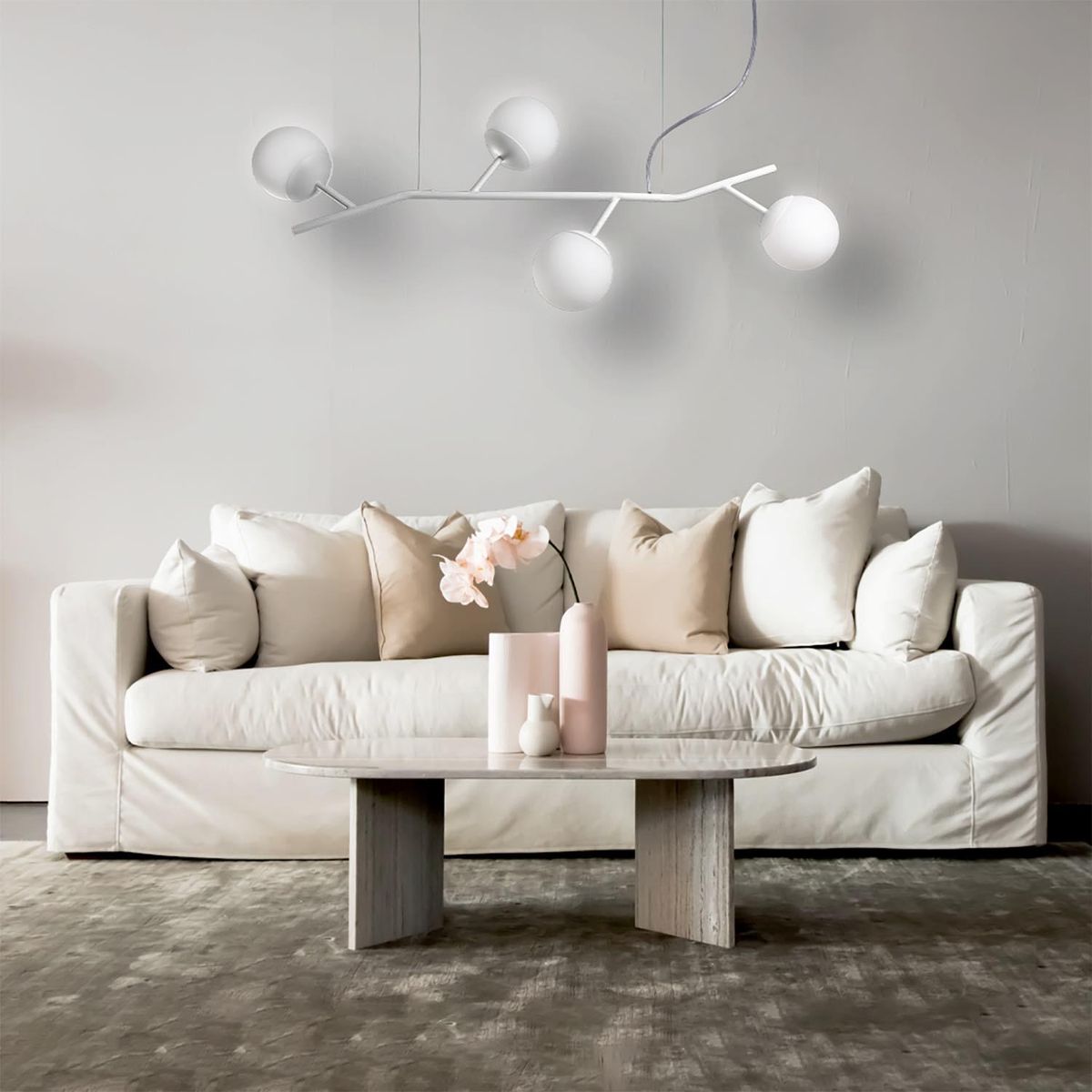 BLUMENAU - Lámpara Colgante Flora 4 Luces Vidrio Blanco