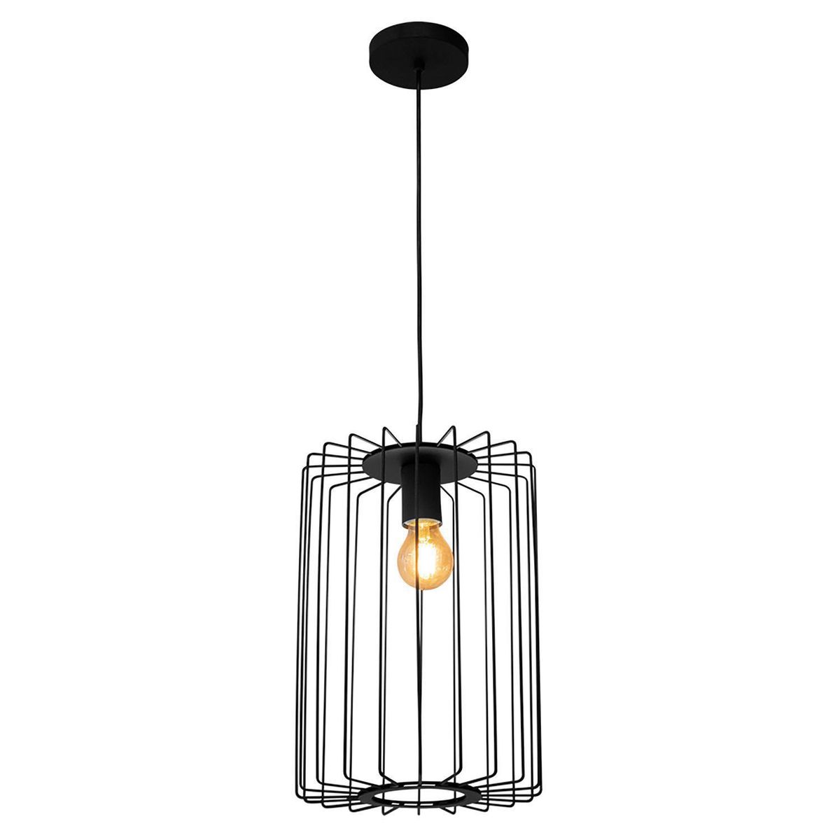 BLUMENAU - Lámpara Colgante Cela 1 Luz Metal Negro