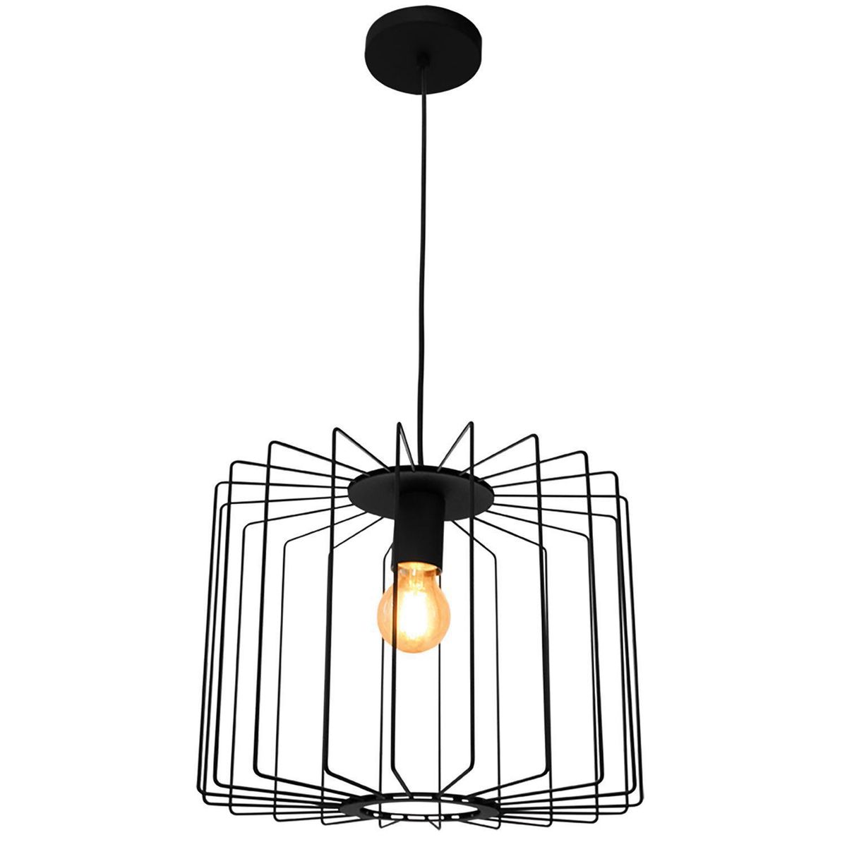 BLUMENAU - Lámpara Colgante Cela 1 Luz Metal Negro