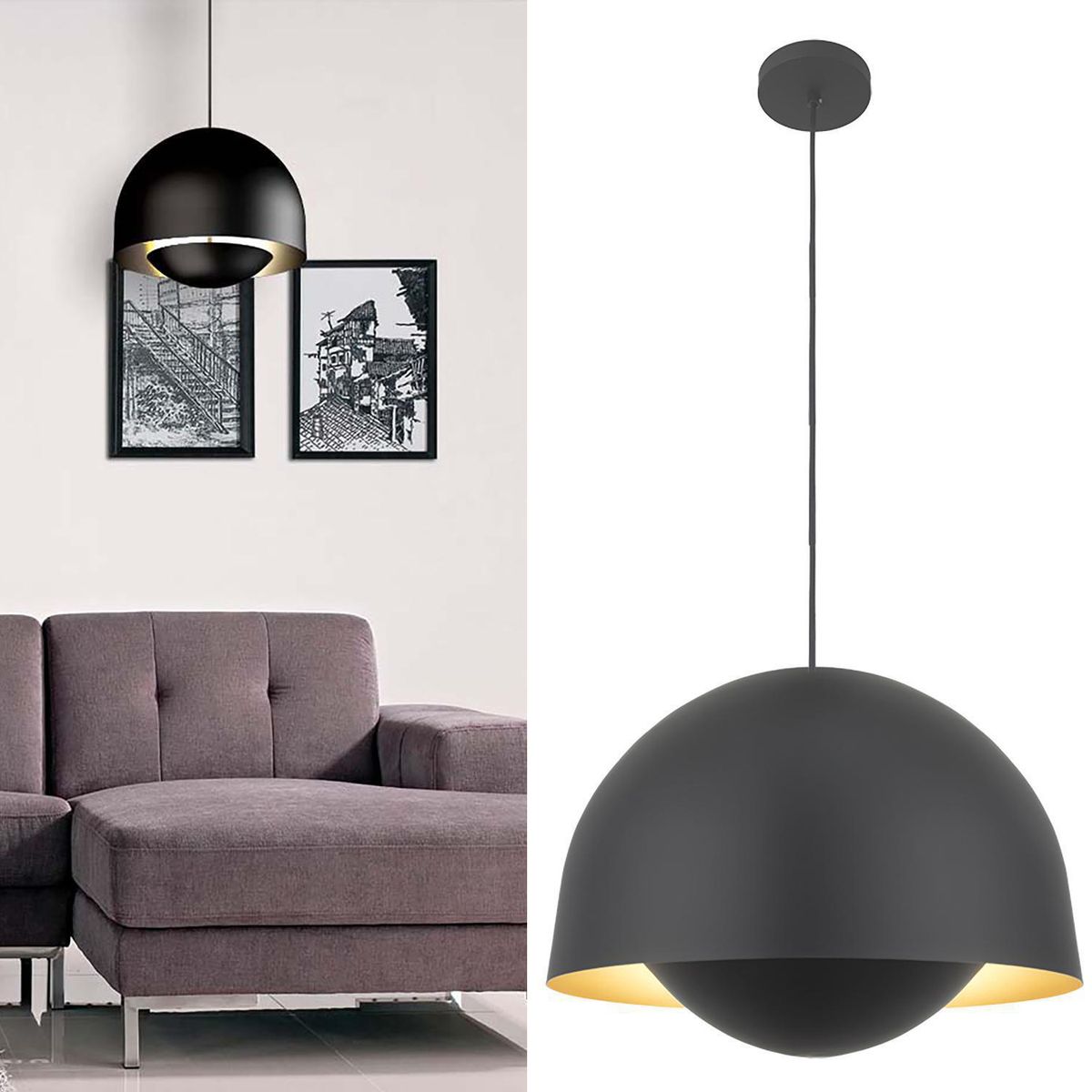 BLUMENAU - Lámpara Colgante Ergo 2 Luces Aluminio Negro