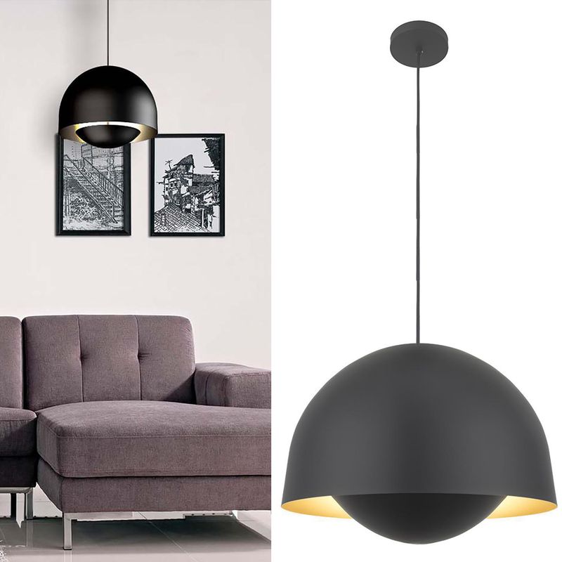 BLUMENAU - Lámpara colgante Ergo negra aluminio 400 Cabo PP 2 luces E27