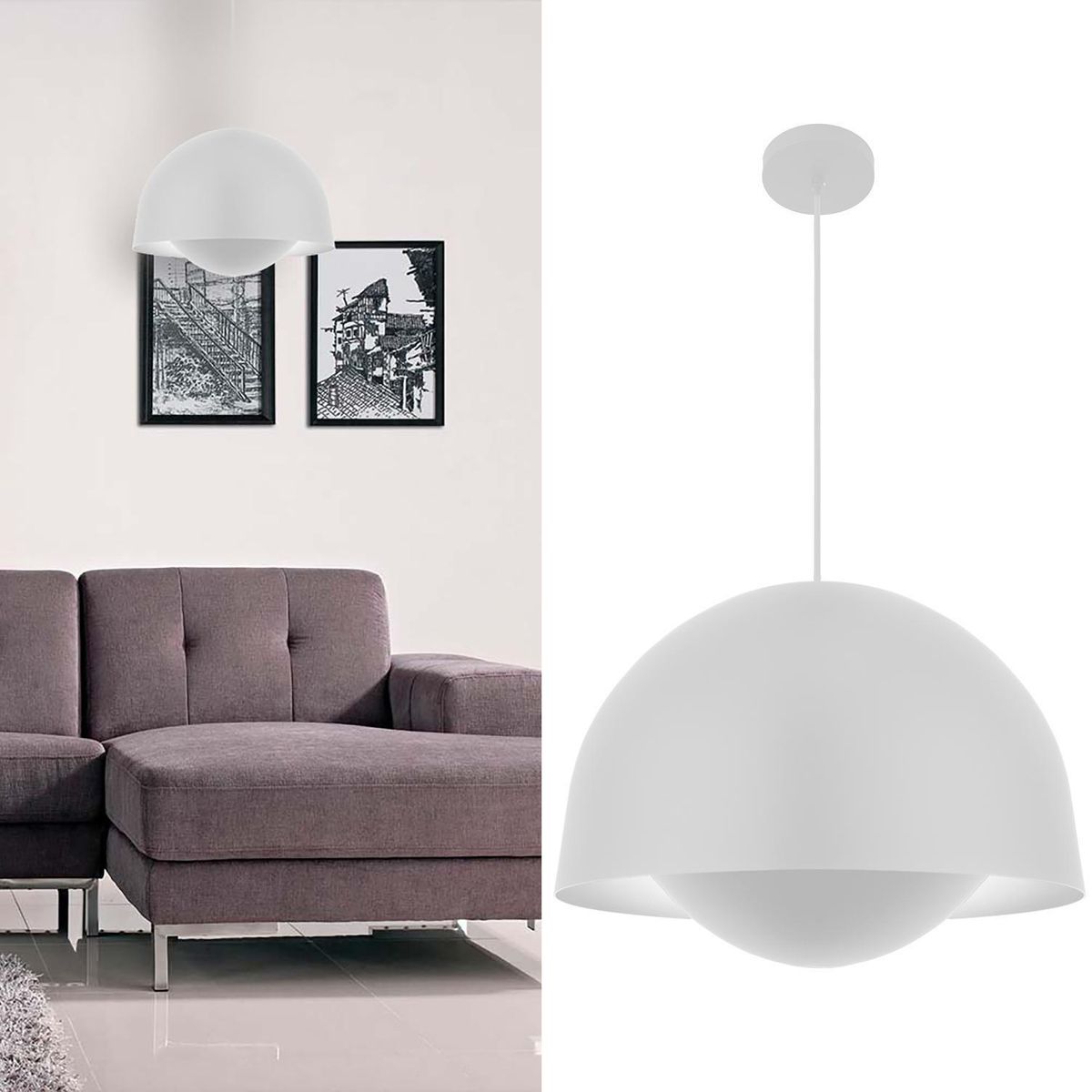 BLUMENAU - Lámpara Colgante Ergo 2 Luces Aluminio Blanco