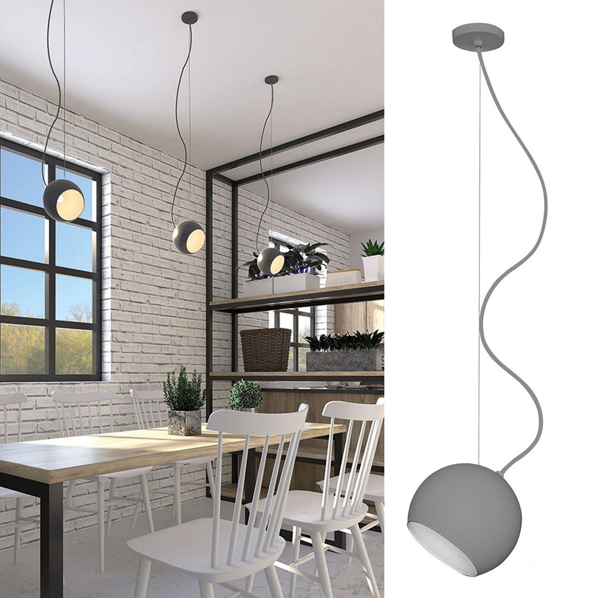 BLUMENAU - Lámpara Colgante Oca 1 Luz Aluminio Gris