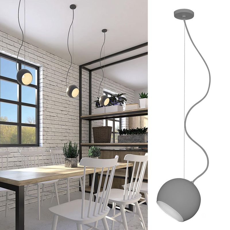 BLUMENAU - Lámpara Colgante Oca 1 Luz Aluminio Gris/Plata 11 cm