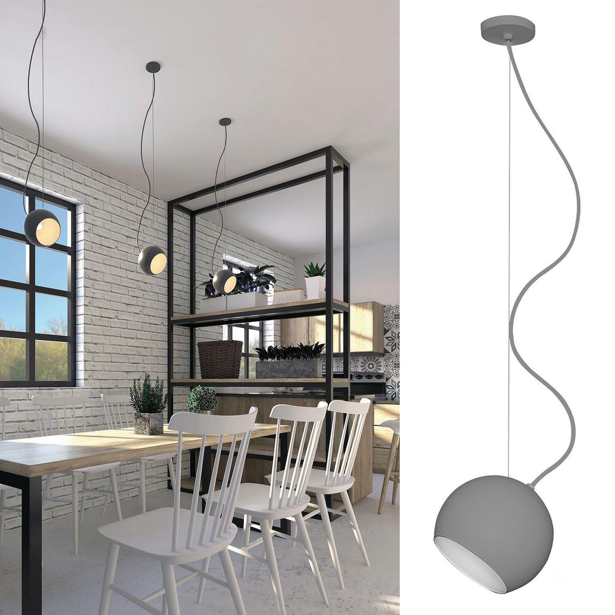 BLUMENAU - Lámpara Colgante Oca 1 Luz Aluminio Gris