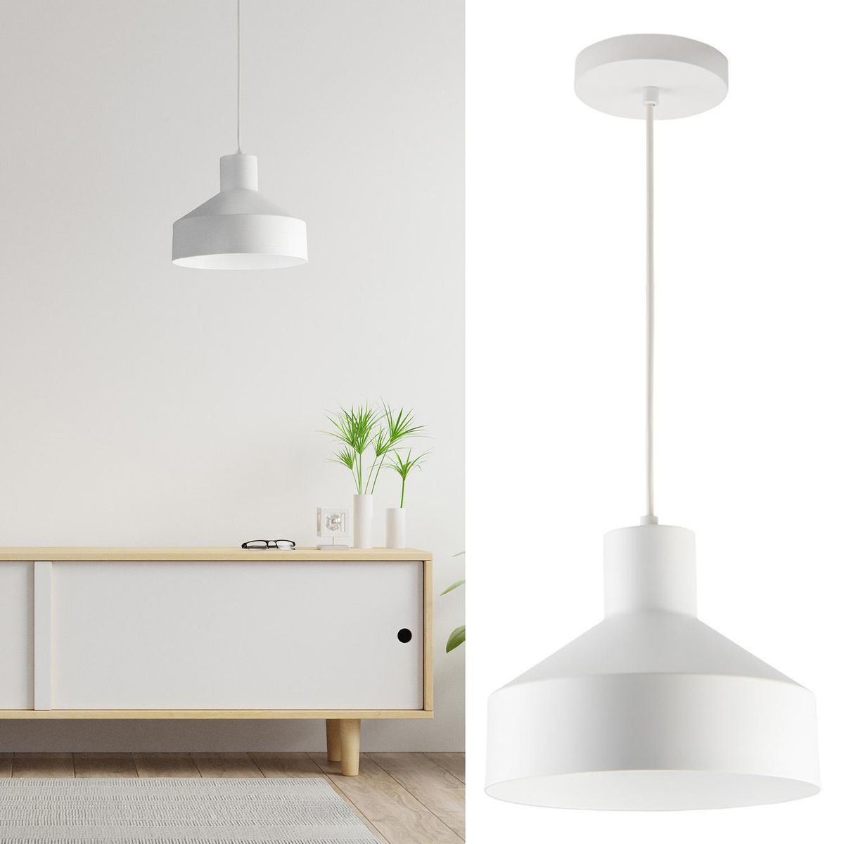 BLUMENAU - Lámpara Colgante Niza 1 Luz Aluminio Blanco