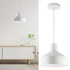 BLUMENAU - Lámpara colgante Niza mate aluminio 230mm interior blanco 1 luz E27