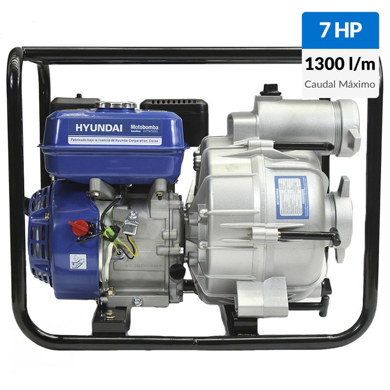 HYUNDAI - Motobomba gasolina 3"x3" partida manual agua sucia (Trash)