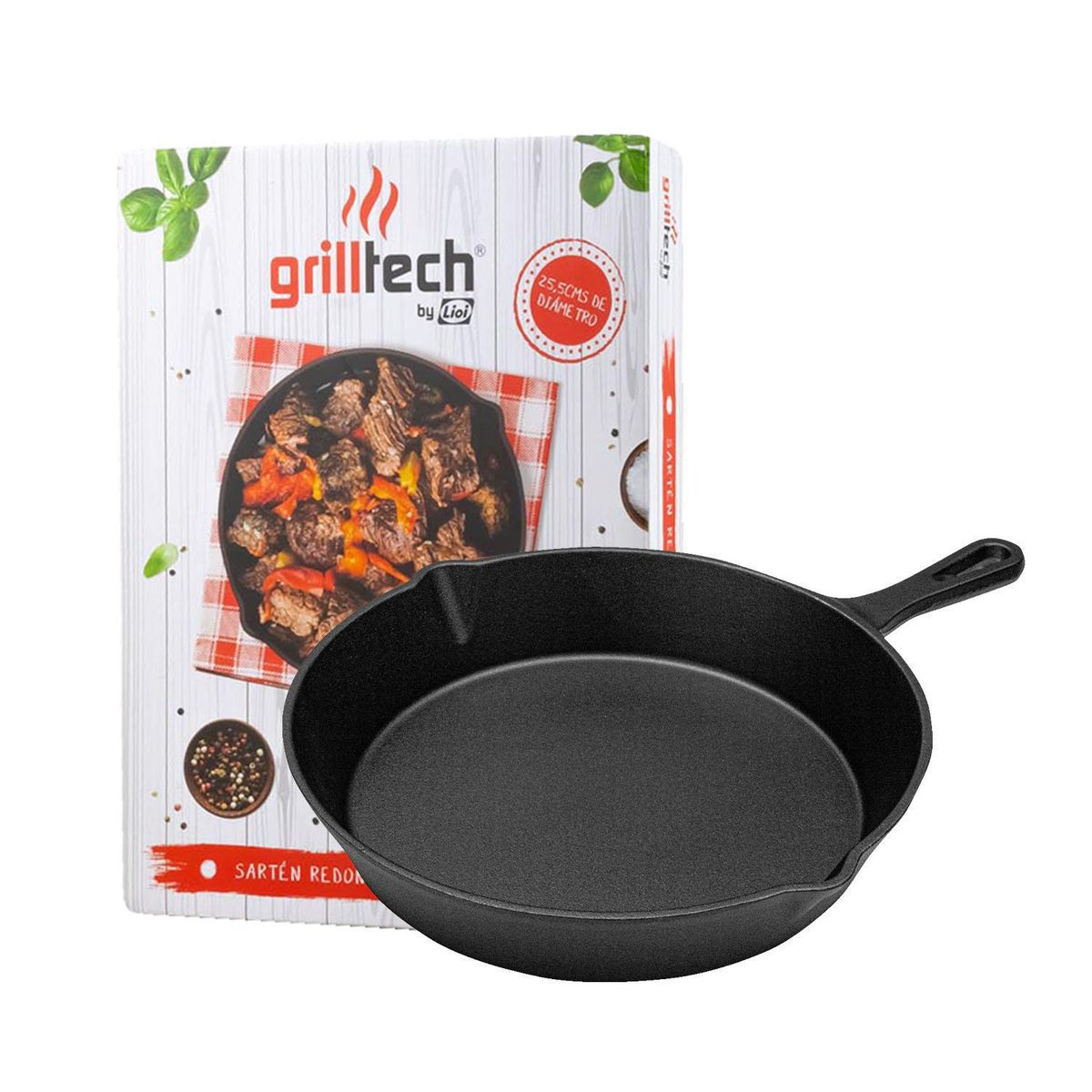GRILLTECH - Sartén 26 cm Fierro Fundido Negro