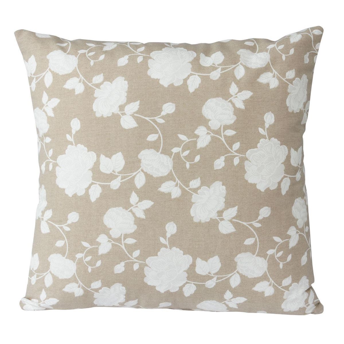 MASEL - Set De 2 Cojínes Lona Estampado Beige y blanco 50x50 cm