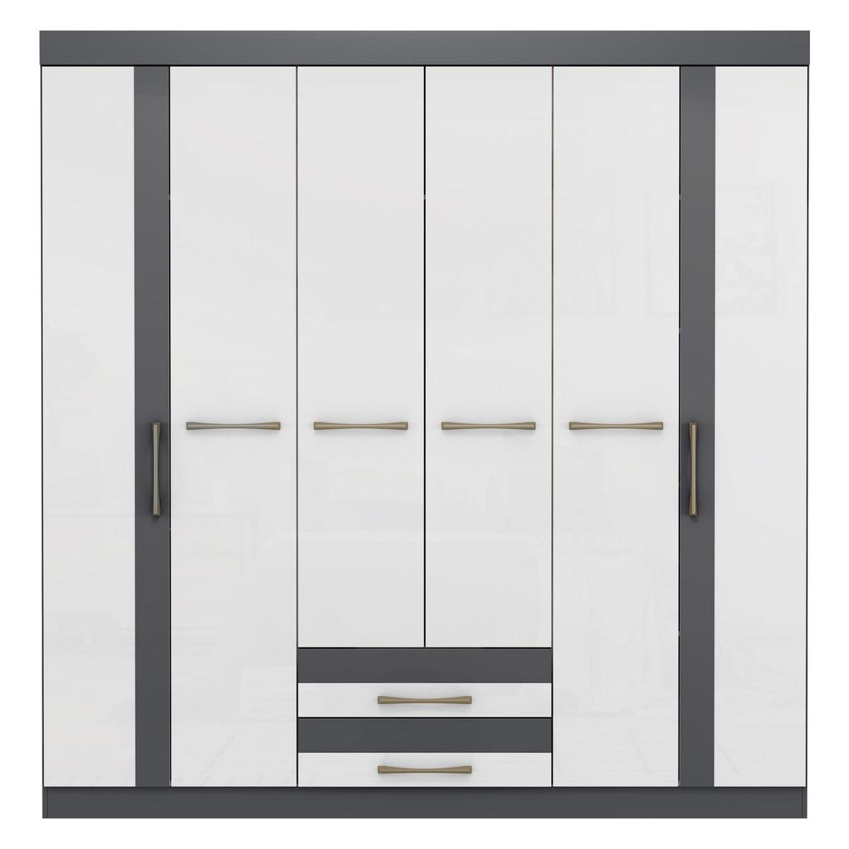ALTAVISION - Clóset New Roma 6 Puerta(s) 2 Cajón(es) 5 Repisa(s) 180x183x47 cm Grafito/Blanco