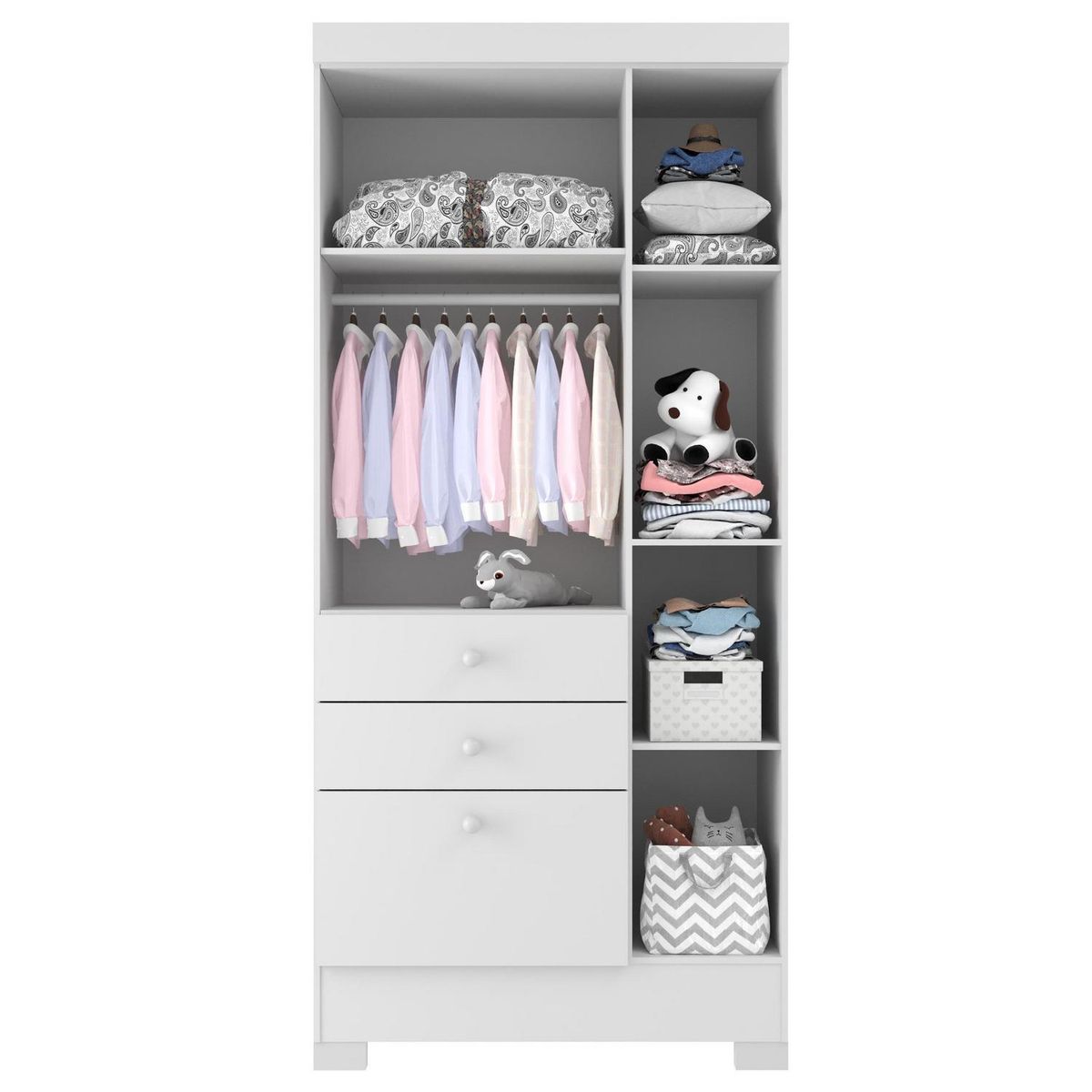 ALTAVISION - Clóset Amarelinha 3 Puerta(s) 3 Cajón(es) 4 Repisa(s) 40x200x90 cm Blanco