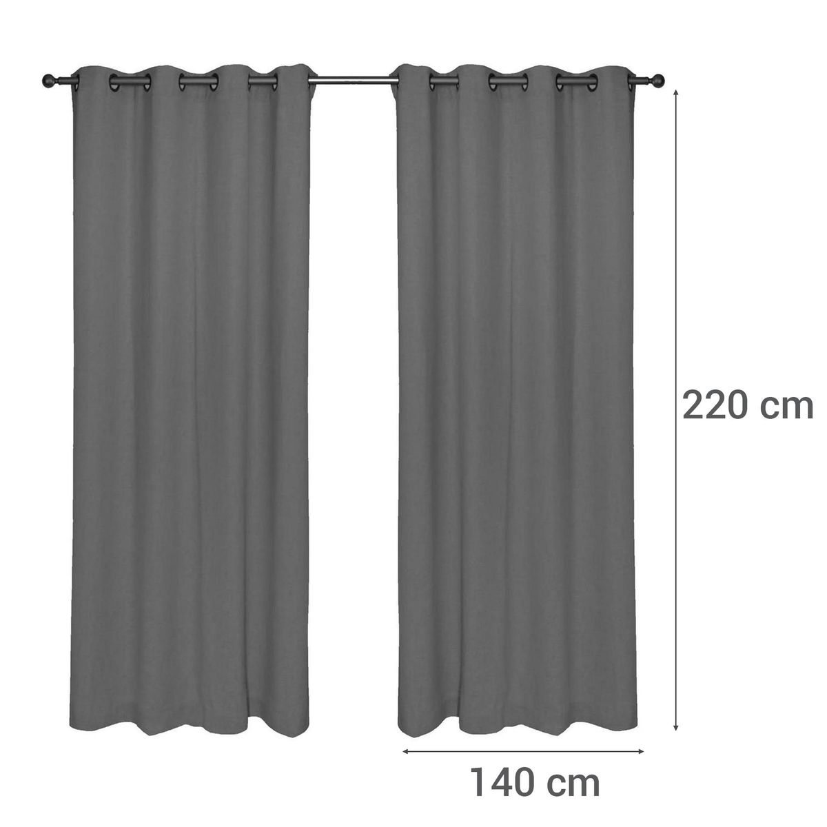 JOVIAL - Set cortina black out 2 paños text 140x220 cm gris