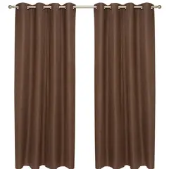 JOVIAL - Set cortina black out 2 paños text 140x220 cm chocolate