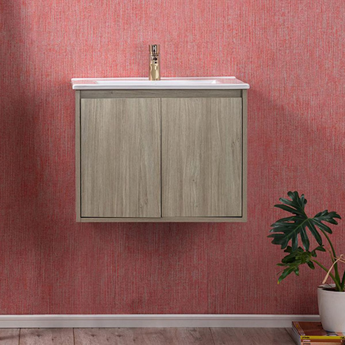 STRETTO - Kit Mueble Amélie 70x46 + Cubierta color acácia