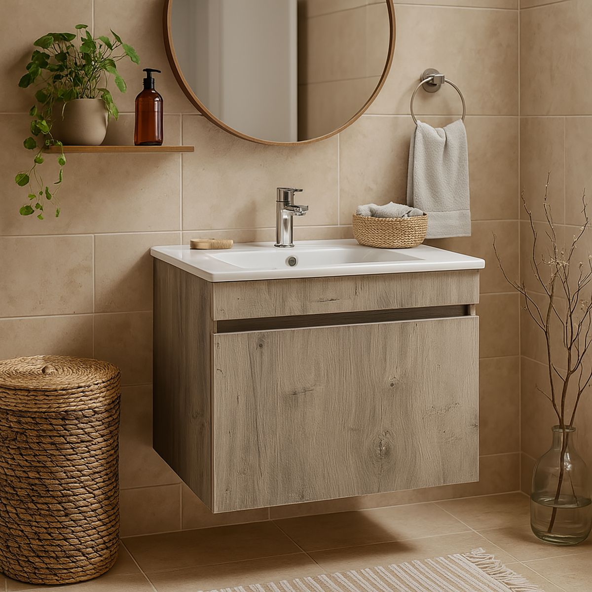 STRETTO - Kit Mueble Moyen 50x46 + Cubierta color lenga