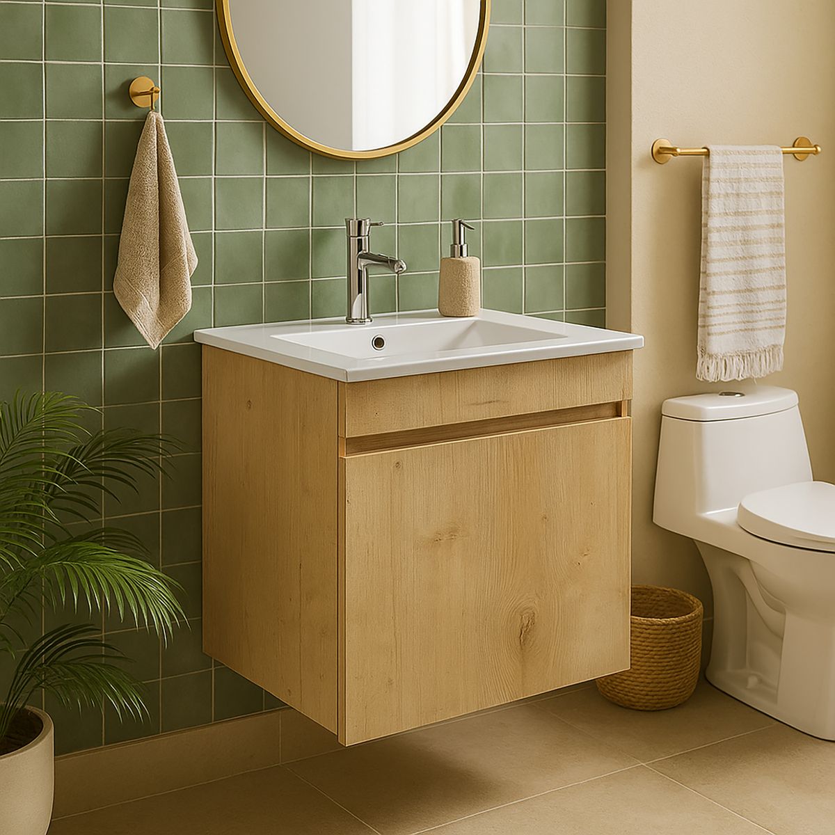 STRETTO - Kit Mueble Moyen 50x46 + Cubierta color nogal