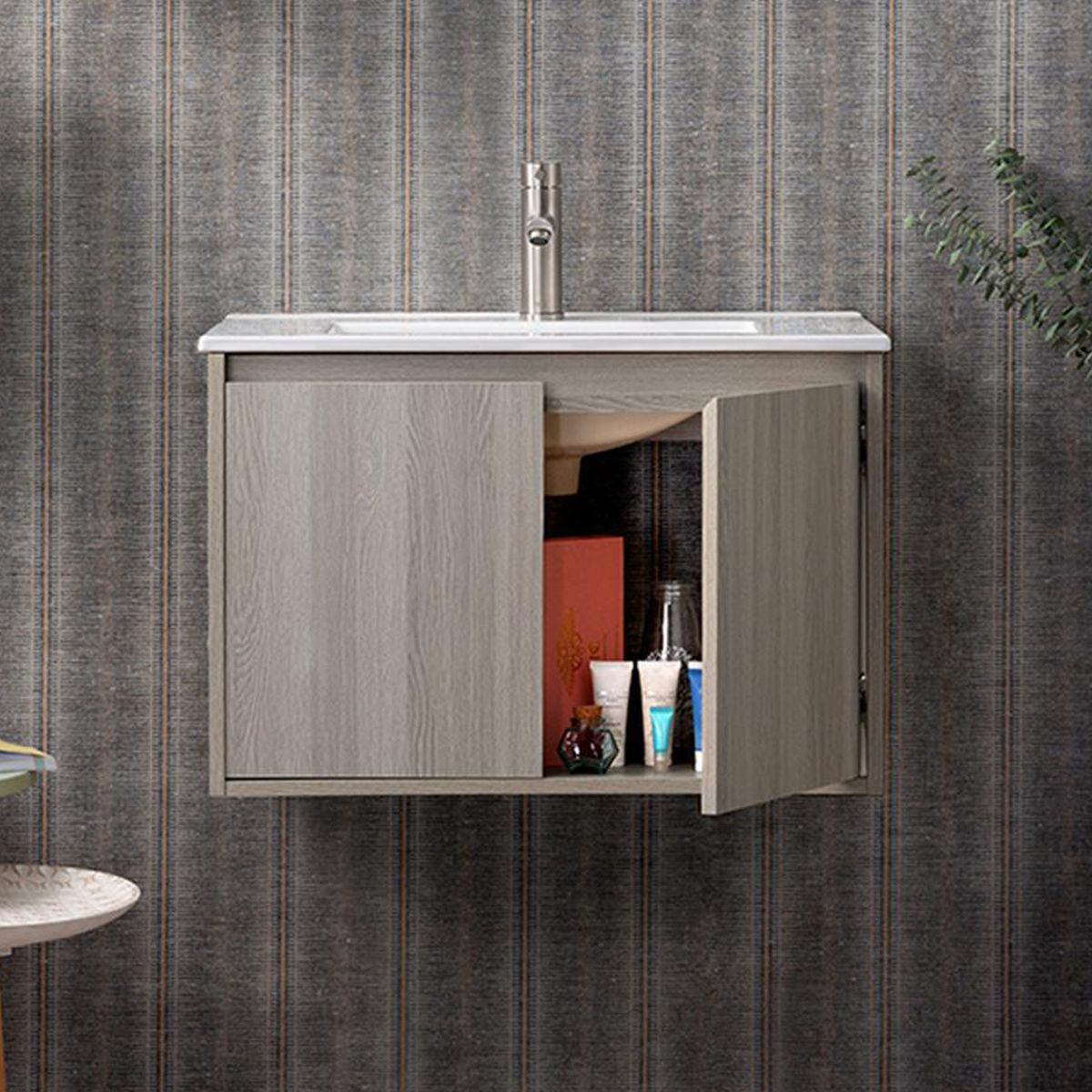 STRETTO - Kit Mueble Amélie 60x46 + Cubierta. Color Albayalde