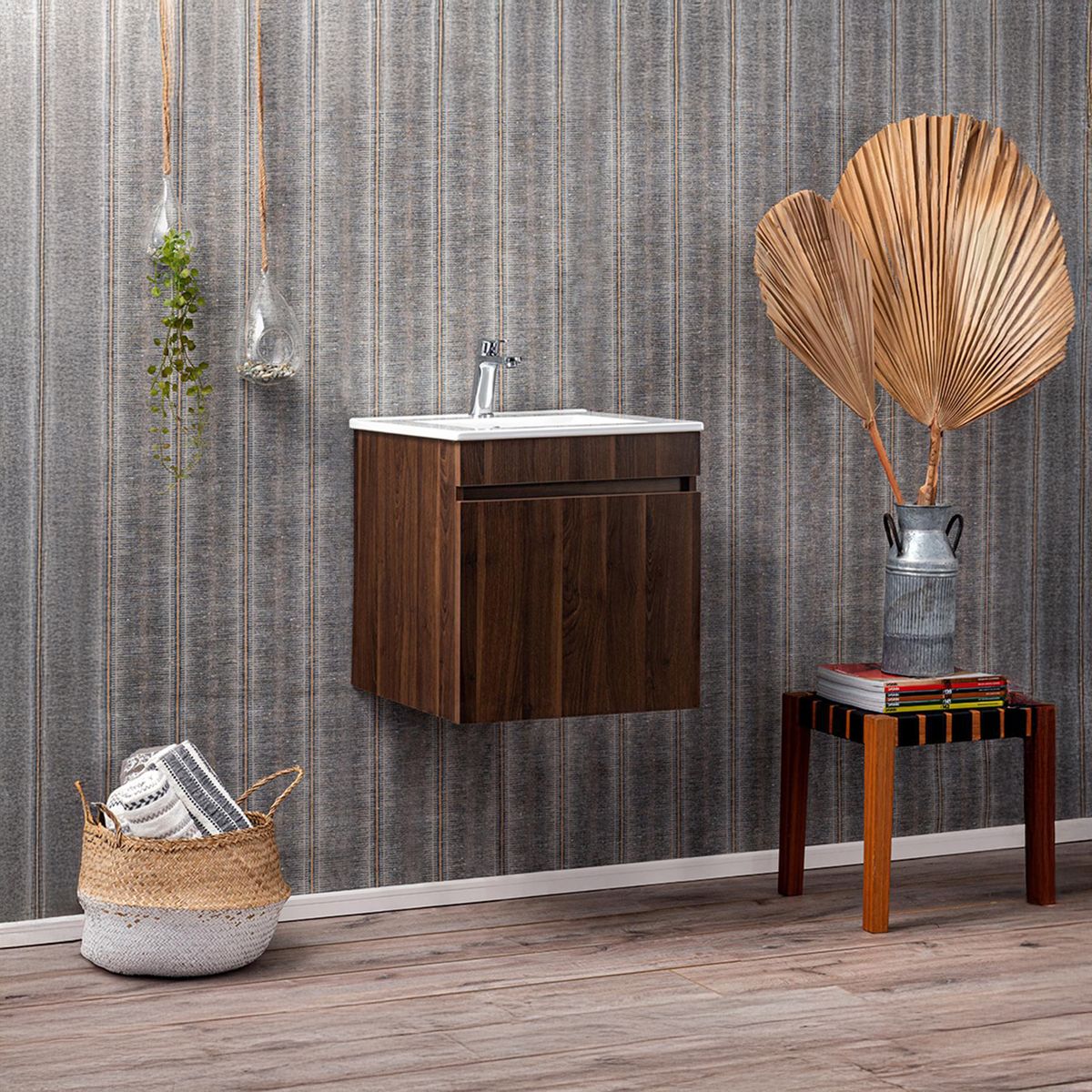 STRETTO - Kit Mueble Moyen 50x46 + Cubierta color roble