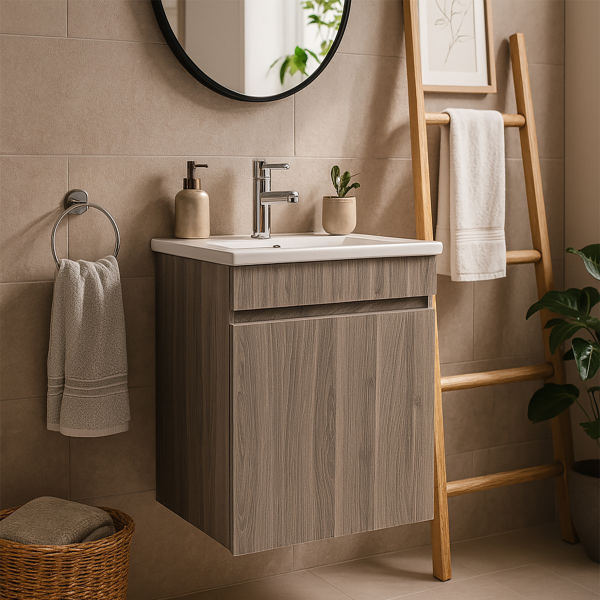 STRETTO - Kit Mueble Petit 46x26 + Cubierta. Color Lenga