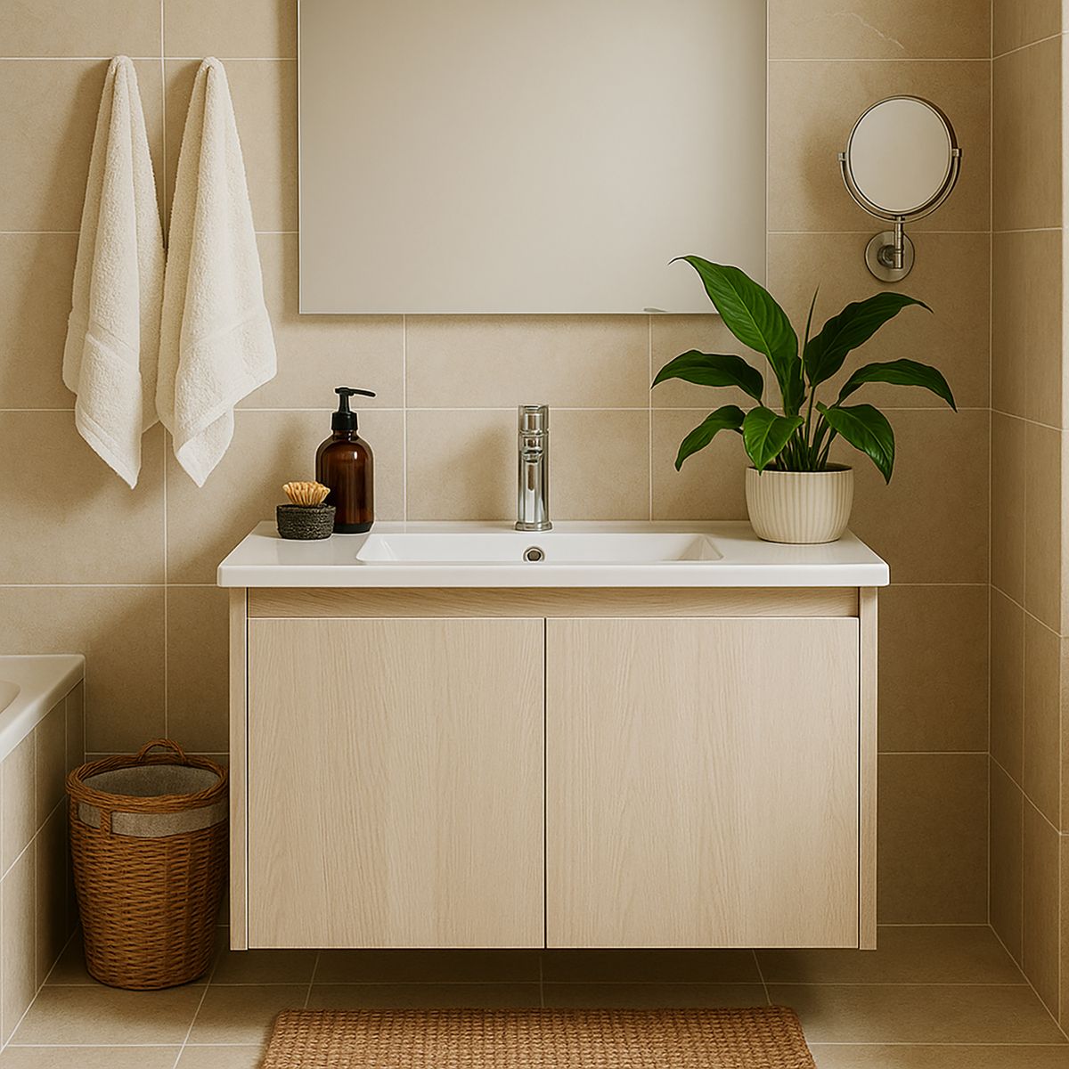 STRETTO - Kit Mueble Amélie 70x46 + Cubierta color Albayalde