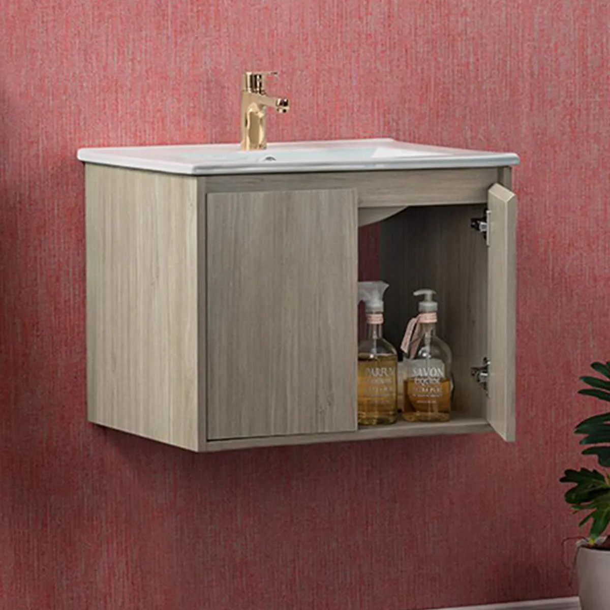STRETTO - Kit Mueble Amélie 60x46 + Cubierta color acácia