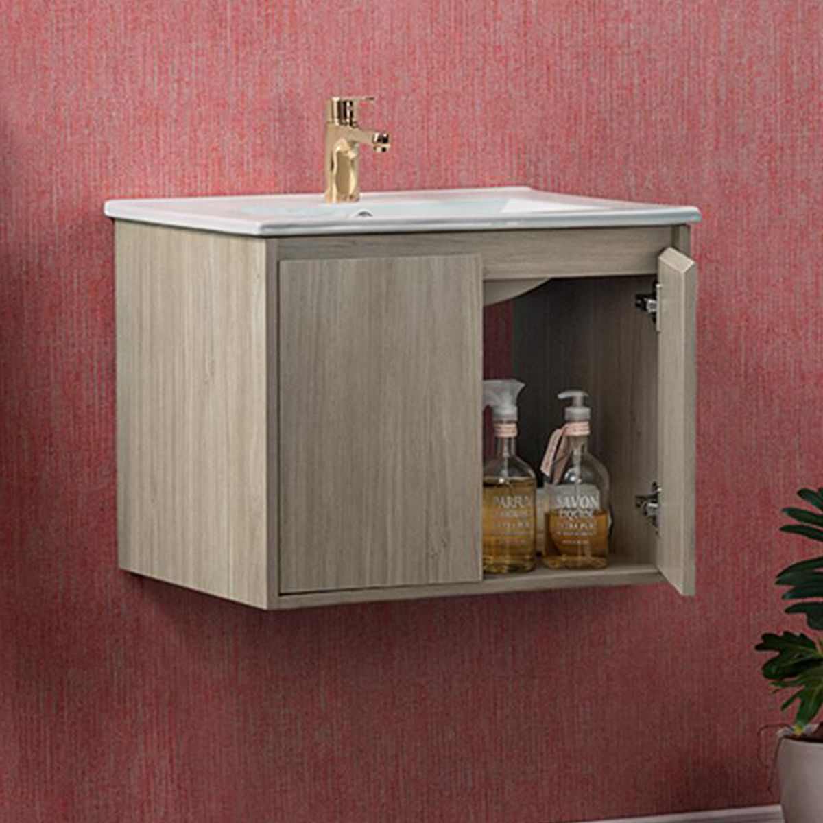 STRETTO - Kit Mueble Amélie 60x46 + Cubierta color acácia
