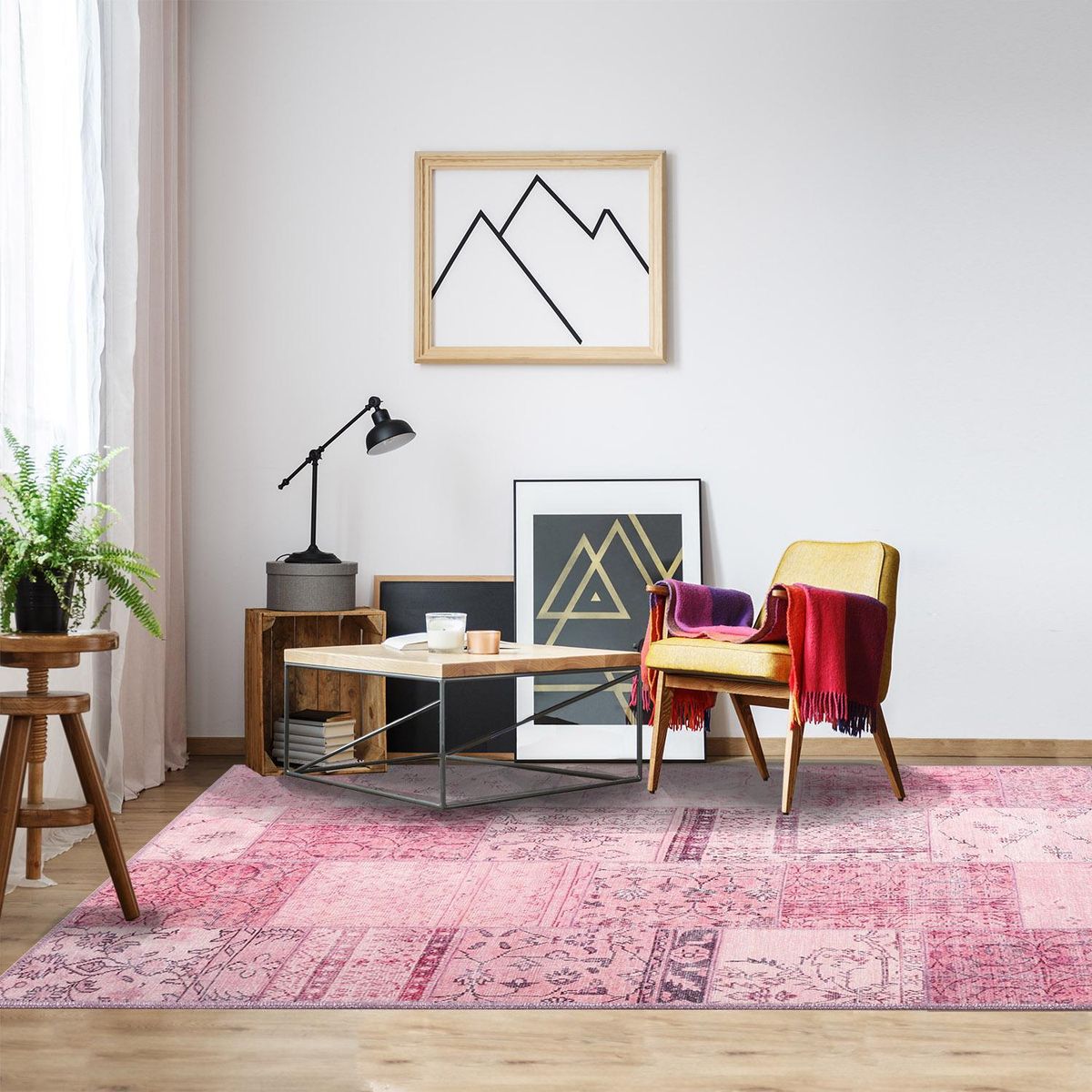 DIB - Alfombra Grande Kyle 230x330 cm Poliéster Rosa