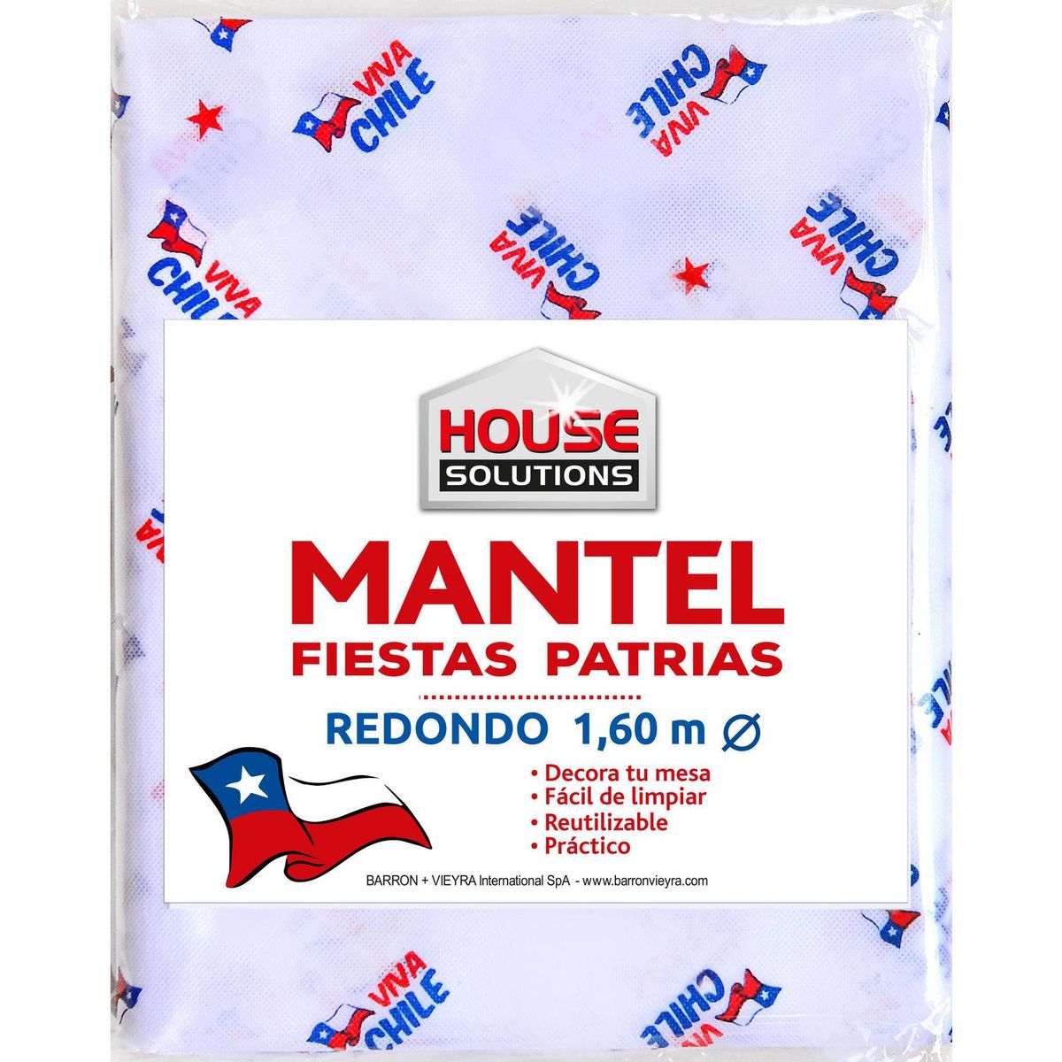 HOUSE SOLUTIONS - Mantel redondo 160 cm fiestas patrias