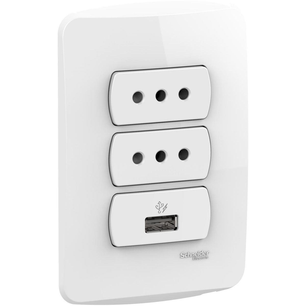 SCHNEIDER ELECTRIC - Placa Miluz armada 2 enchufe+1 USB blanco
