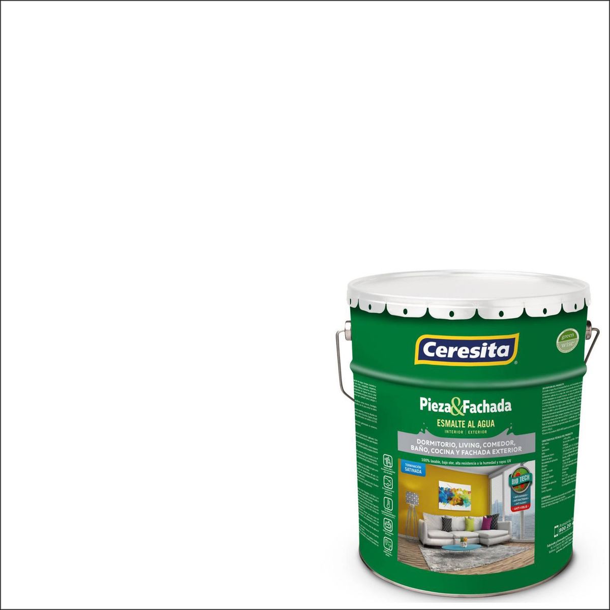 CERESITA - Esmalte al Agua Pieza y Fachada Tineta 4 galón(es) Satinado Blanco
