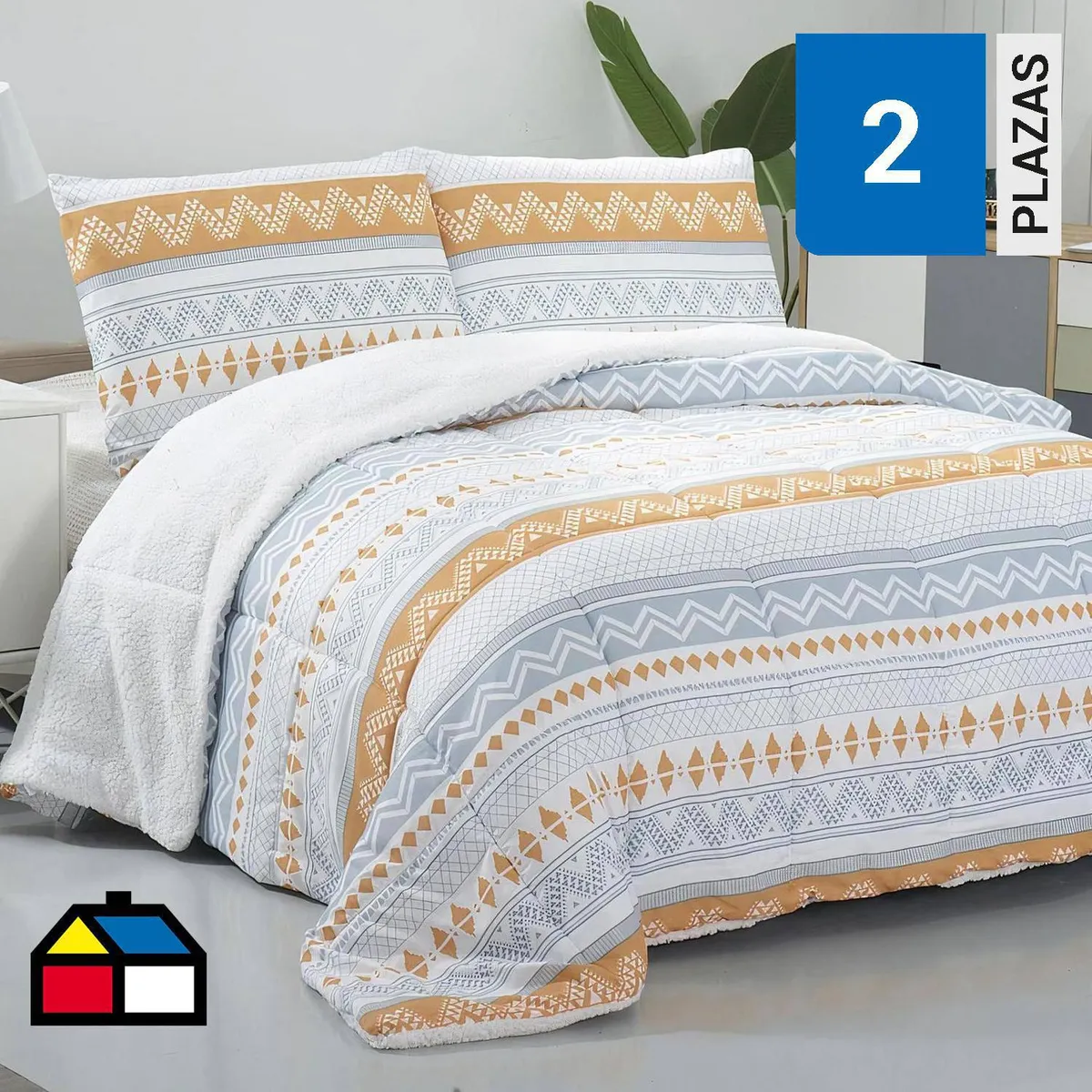 JUST HOME COLLECTION - Plumón Sherpa Estampado Da Vinci Mix Colores Surtidos