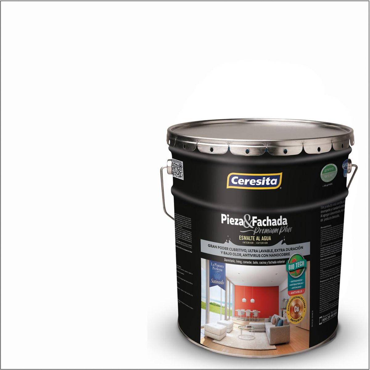 CERESITA - Esmalte al Agua Pieza y Fachada Tineta 4 galón(es) Satinado Blanco