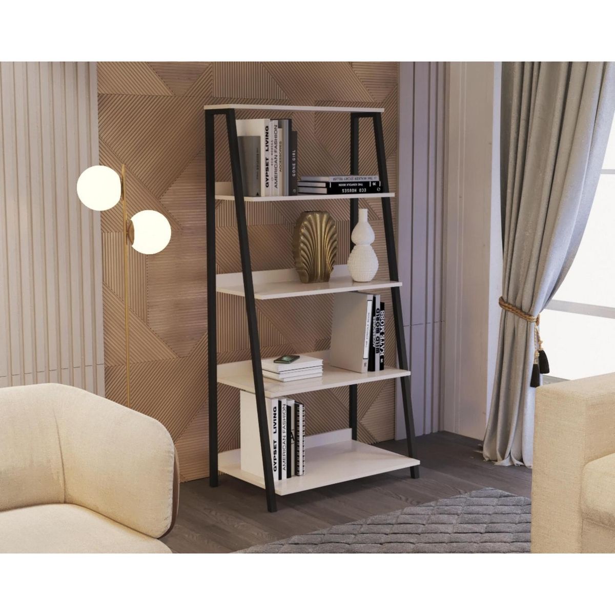 BE DESIGN - Estante MDF 4 Nivel(es) 65.5x141.5x34.5 cm Perla