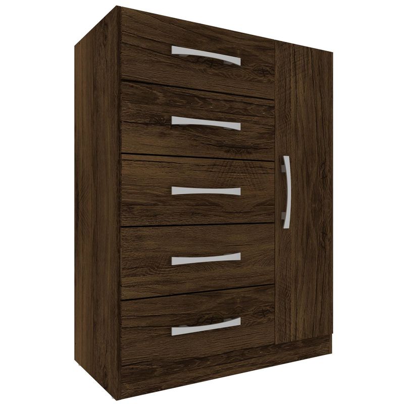 ALTAVISION - Cómoda 1 Puerta 5 Cajón(es) CORAIS 68.2x91x35.2 cm Café