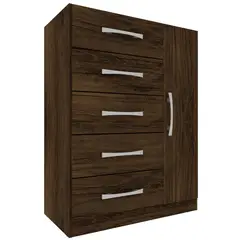 ALTAVISION - Cómoda 1 Puerta 5 Cajón(es) CORAIS 68.2x91x35.2 cm Café