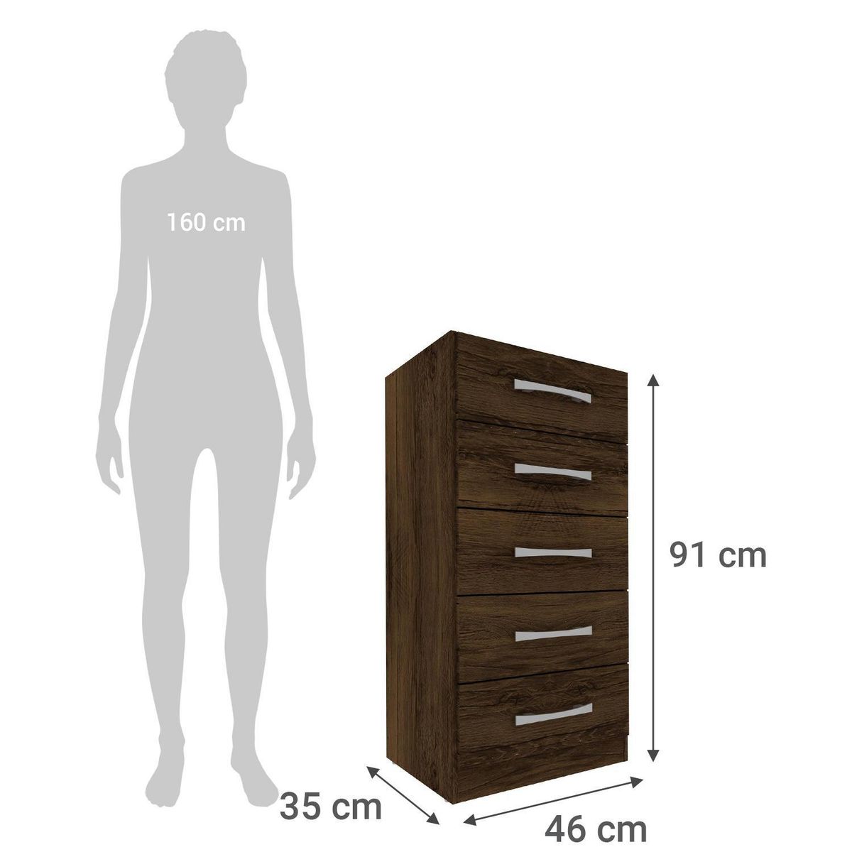 ALTAVISION - Cómoda 5 Cajón(es) Savana 46x91x35 cm Café