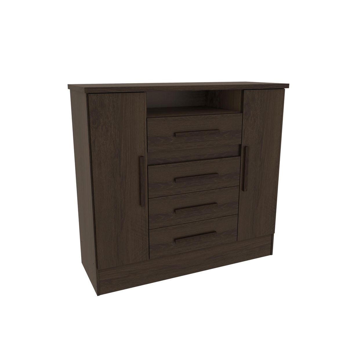 ALTAVISION - Cómoda 2 Puertas 4 Cajón(es) LAGUNA 110.6x101x41 cm Café