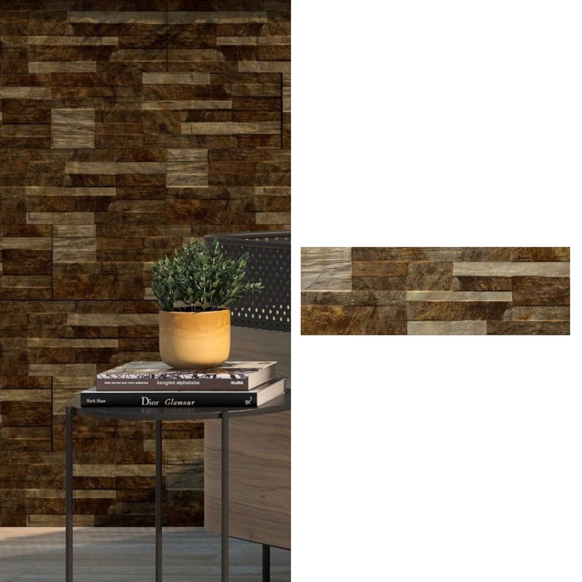 PAMESA - Porcelanato Muro 17x52 cm Danubio Marrón 1.5 m2