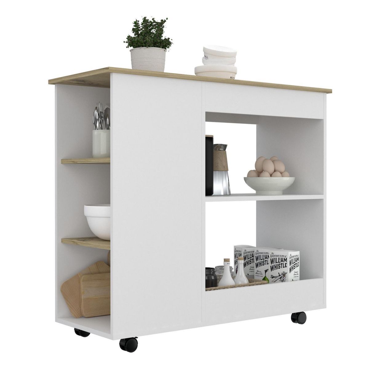 TUHOME - Mesón de Cocina bi-color 40x100 cm de Melamina Blanco/Duna