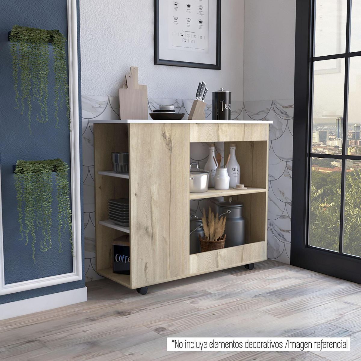 TUHOME - Mesón de Cocina bi-color 40x100 cm de Melamina Duna/Blanco