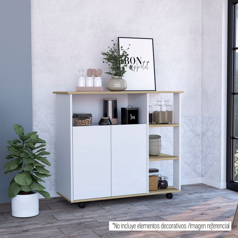 TUHOME - Mesón de Cocina bi-color 40x100 cm de Melamina Blanco/Duna