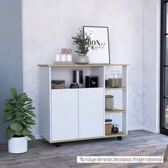 TUHOME - Mesón de Cocina bi-color 40x100 cm de Melamina Blanco/Duna