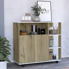 TUHOME - Mesón de Cocina bi-color 40x100 cm de Melamina Duna/Blanco