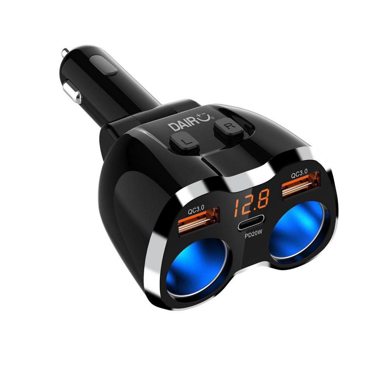 DAIRU - Cargador De Auto 2 Socket 12 Voltios