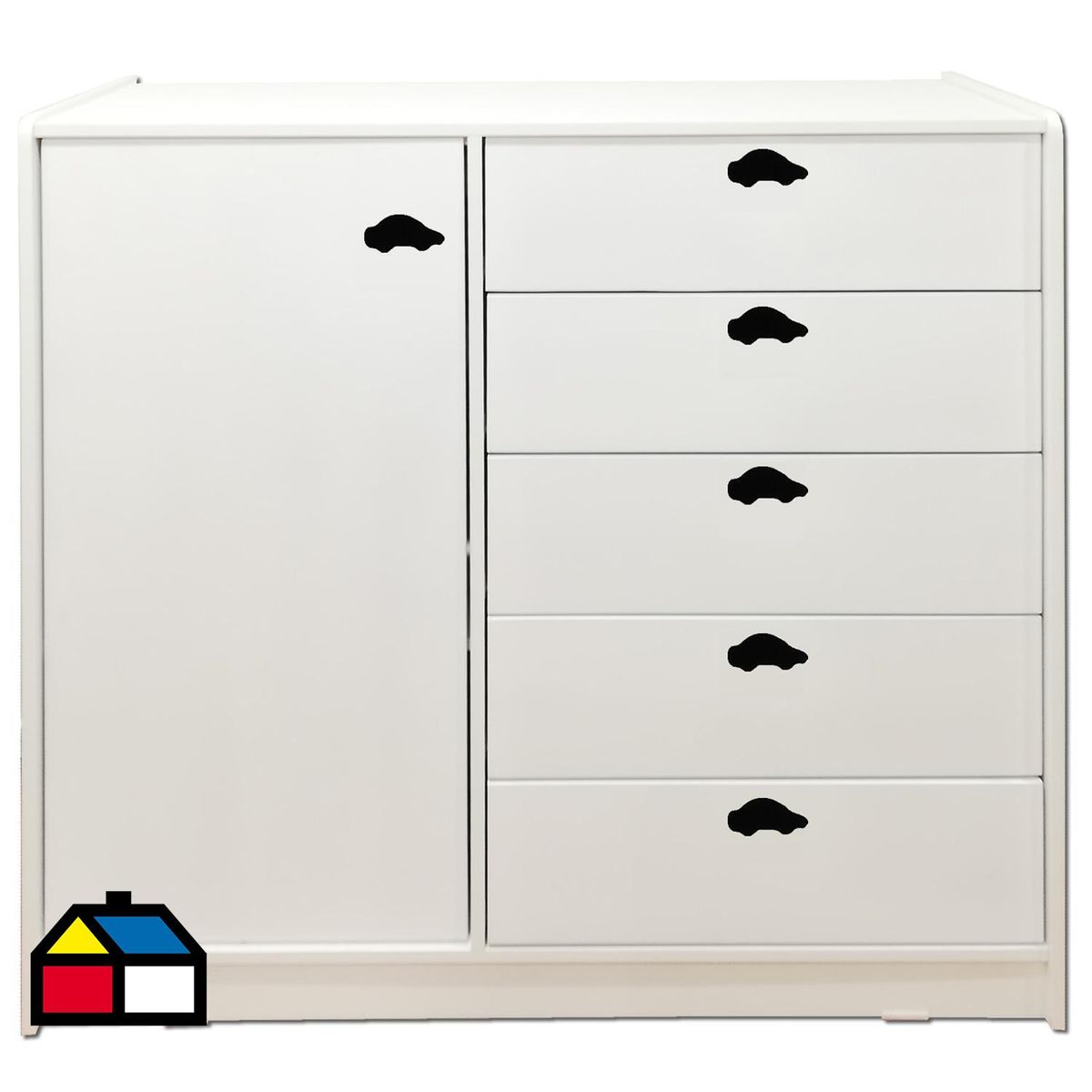 MUEBLES KIDS -  Mini Closet 1 Puerta(s) 5 Cajone(s) 120x120x45 cm Blanco