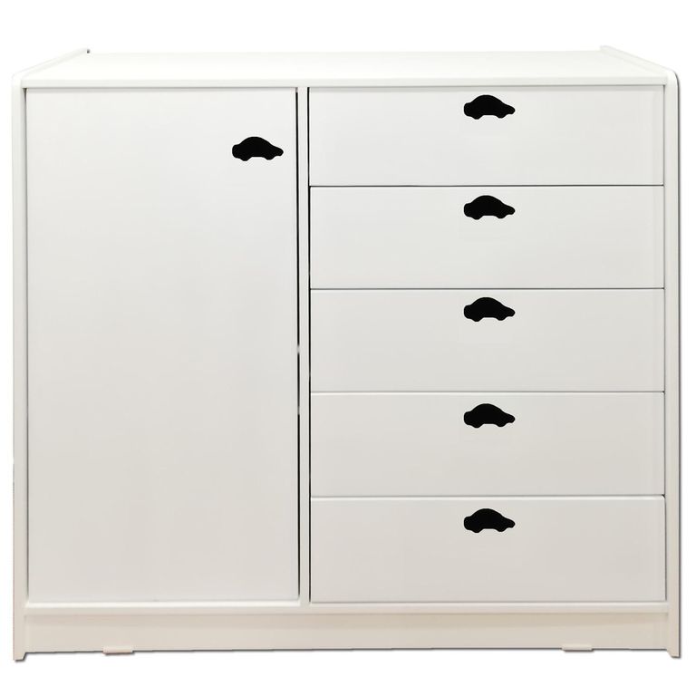 Mini Closet 1 Puerta(s) 5 Cajone(s) 120x120x45 cm Blanco