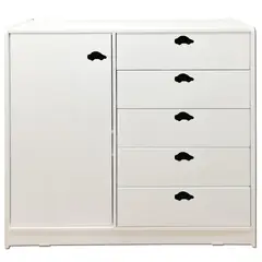 MUEBLES KIDS - Mini Closet 1 Puerta(s) 5 Cajone(s) 120x120x45 cm Blanco