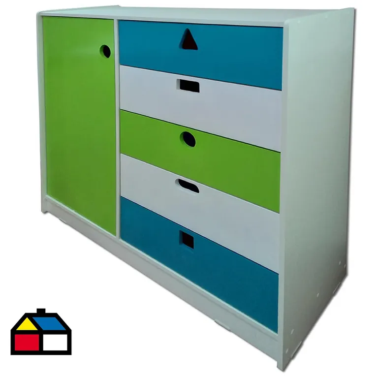 Closet 1 Puerta 5 Cajones 120x120x45 cm Verde Calipso
