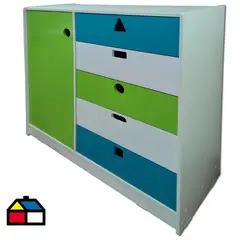 MUEBLES KIDS - 1 Puerta(s) 5 Cajón(es) 120x120x45 cm Verde Calipso